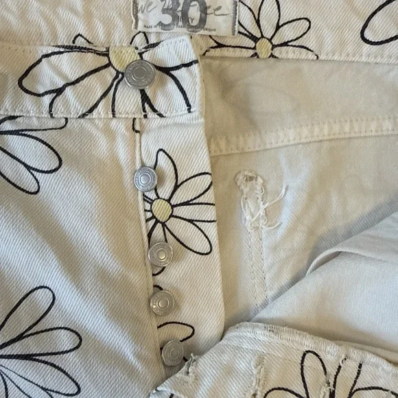 WE THE FREE PEOPLE DAISY Print wren Jeans Women's Size 30 Cream Cropped Denim - Picture 6 of 9